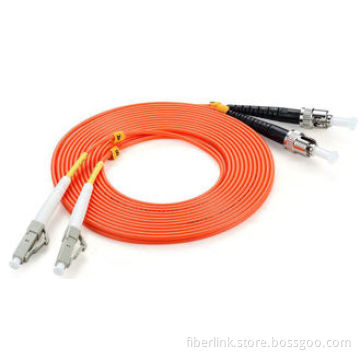 LC/UPC to ST/UPC fiber optic patch cord multimode 50/125 duplex
